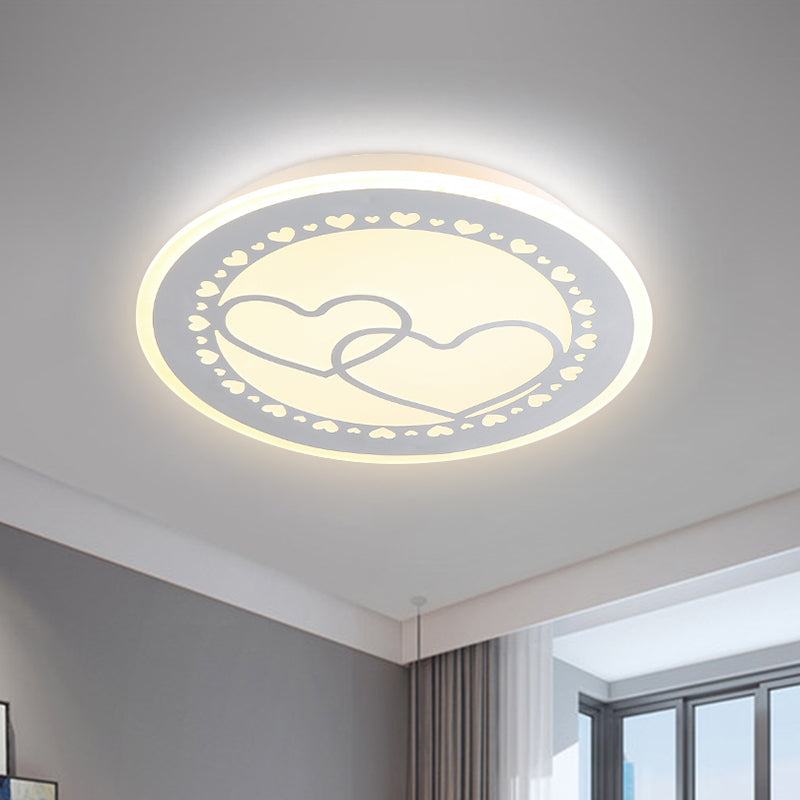 Kids Moon/Star/Loving Heart Flushmount Lighting Metallic LED Bedroom Flush Mount Lamp in White Clearhalo 'Ceiling Lights' 'Close To Ceiling Lights' 'Close to ceiling' 'Flush mount' Lighting' 1651763