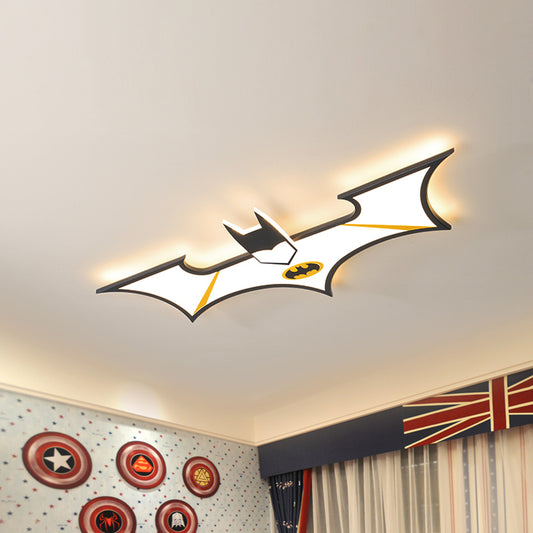 Acrylic Batman Flush Ceiling Light Cartoon LED Flush Mount Fixture in Black/Blue, Warm/White Light Clearhalo 'Ceiling Lights' 'Close To Ceiling Lights' 'Close to ceiling' 'Flush mount' Lighting' 1651772