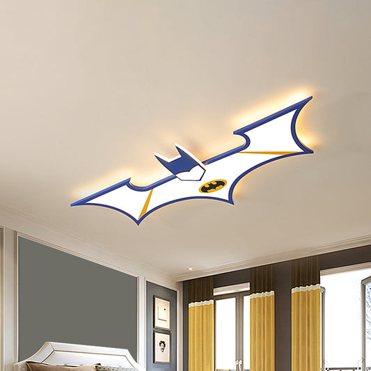 Acrylic Batman Flush Ceiling Light Cartoon LED Flush Mount Fixture in Black/Blue, Warm/White Light Clearhalo 'Ceiling Lights' 'Close To Ceiling Lights' 'Close to ceiling' 'Flush mount' Lighting' 1651776