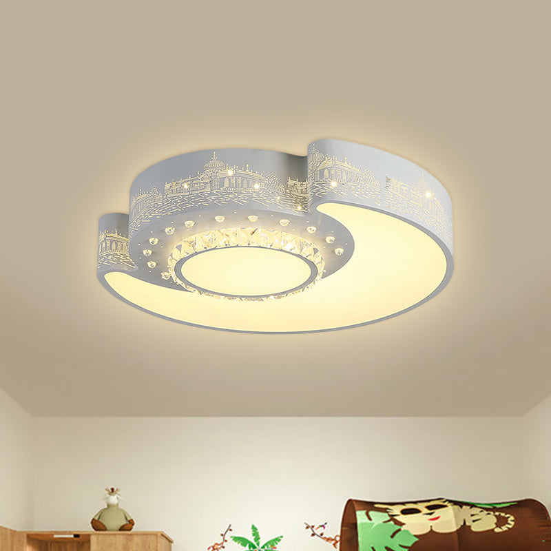 Floral Bedroom Flush Light Fixture Acrylic LED Modern Flush Mount with Faceted Crystal Decor in White White C Clearhalo 'Ceiling Lights' 'Close To Ceiling Lights' 'Close to ceiling' 'Flush mount' Lighting' 1651795