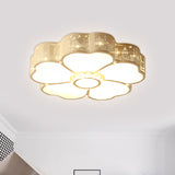 Floral Bedroom Flush Light Fixture Acrylic LED Modern Flush Mount with Faceted Crystal Decor in White Clearhalo 'Ceiling Lights' 'Close To Ceiling Lights' 'Close to ceiling' 'Flush mount' Lighting' 1651806