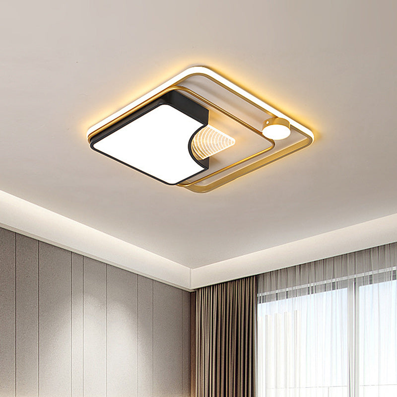 Modern LED Flush Ceiling Light with Acrylic Shade Black Square/Round Flush Mount in Warm/White Light Clearhalo 'Ceiling Lights' 'Close To Ceiling Lights' 'Close to ceiling' 'Flush mount' Lighting' 1651815