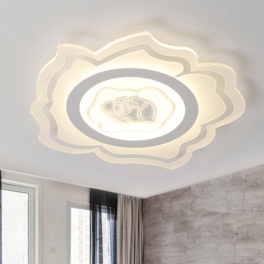 White Flower Flush Light Fixture Modernist LED Acrylic Flush Mount Lighting, Warm/White Light White Clearhalo 'Ceiling Lights' 'Close To Ceiling Lights' 'Close to ceiling' 'Flush mount' Lighting' 1651830