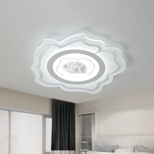 White Flower Flush Light Fixture Modernist LED Acrylic Flush Mount Lighting, Warm/White Light Clearhalo 'Ceiling Lights' 'Close To Ceiling Lights' 'Close to ceiling' 'Flush mount' Lighting' 1651831