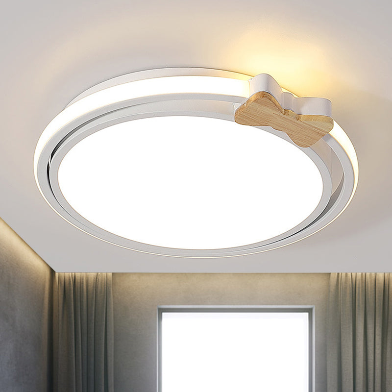 Round Flush Mount Lamp Modernism Acrylic Grey/White/Green LED Flush Ceiling Light with Bow Decor Clearhalo 'Ceiling Lights' 'Close To Ceiling Lights' 'Close to ceiling' 'Flush mount' Lighting' 1651840