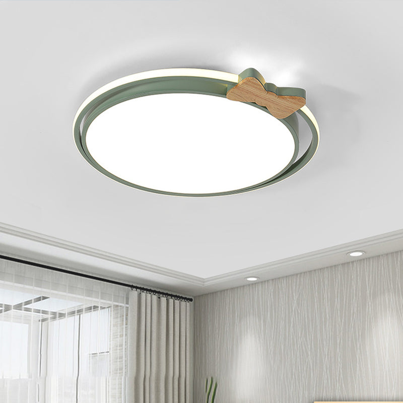 Round Flush Mount Lamp Modernism Acrylic Grey/White/Green LED Flush Ceiling Light with Bow Decor Clearhalo 'Ceiling Lights' 'Close To Ceiling Lights' 'Close to ceiling' 'Flush mount' Lighting' 1651843