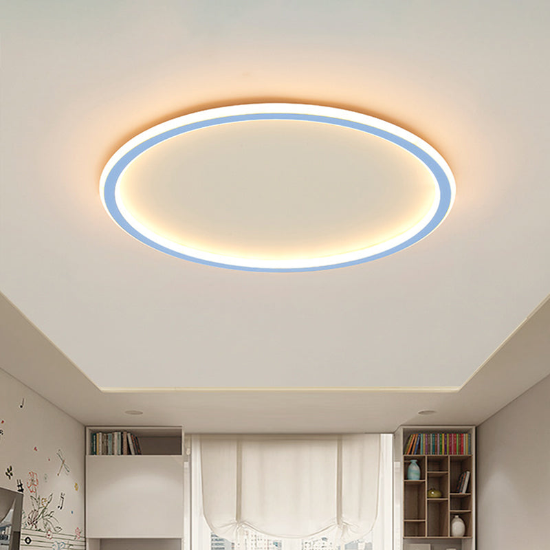 Circular Ceiling Mounted Light Minimalist Acrylic Pink/Blue LED Flush Mount Lighting for Bedroom Clearhalo 'Ceiling Lights' 'Close To Ceiling Lights' 'Close to ceiling' 'Flush mount' Lighting' 1651859