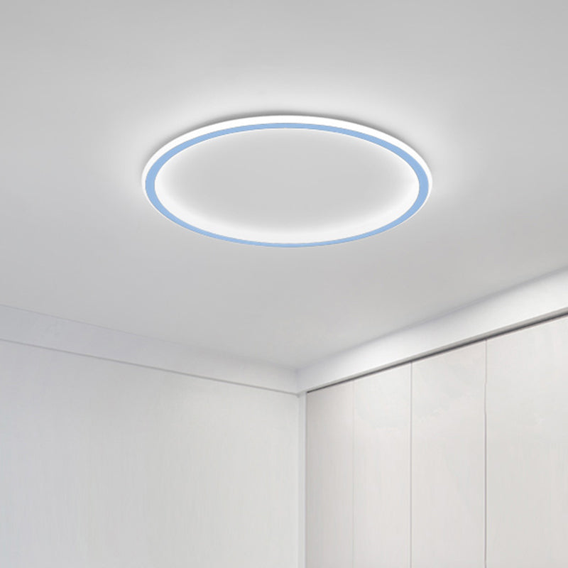 Circular Ceiling Mounted Light Minimalist Acrylic Pink/Blue LED Flush Mount Lighting for Bedroom Clearhalo 'Ceiling Lights' 'Close To Ceiling Lights' 'Close to ceiling' 'Flush mount' Lighting' 1651860