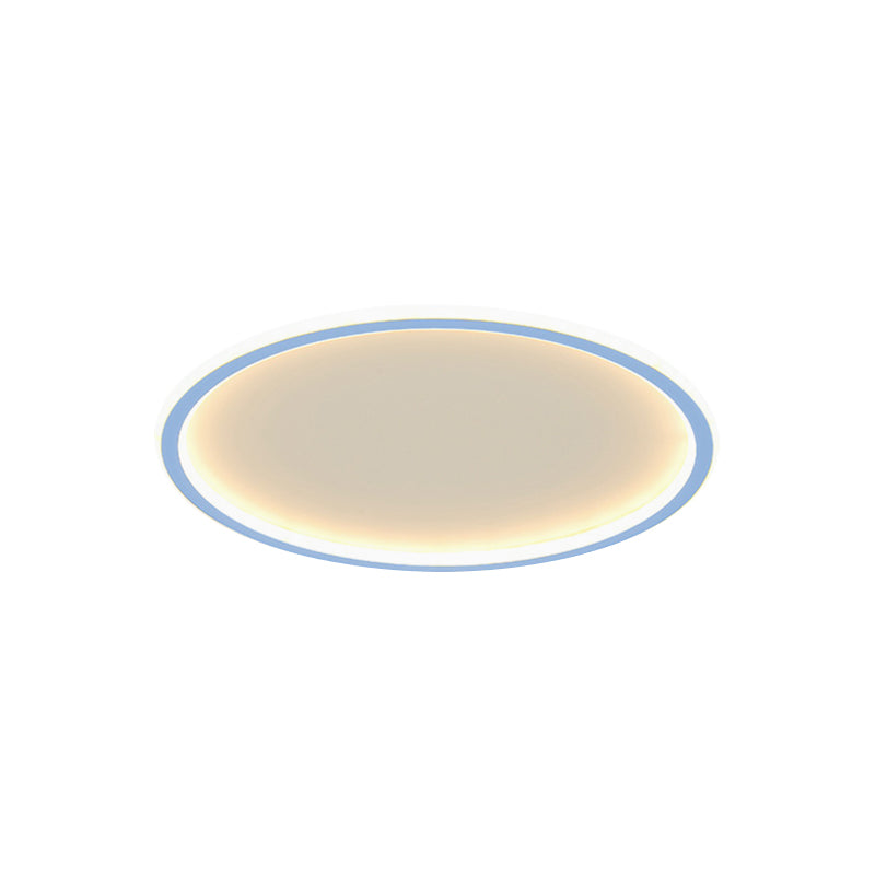 Circular Ceiling Mounted Light Minimalist Acrylic Pink/Blue LED Flush Mount Lighting for Bedroom Clearhalo 'Ceiling Lights' 'Close To Ceiling Lights' 'Close to ceiling' 'Flush mount' Lighting' 1651861