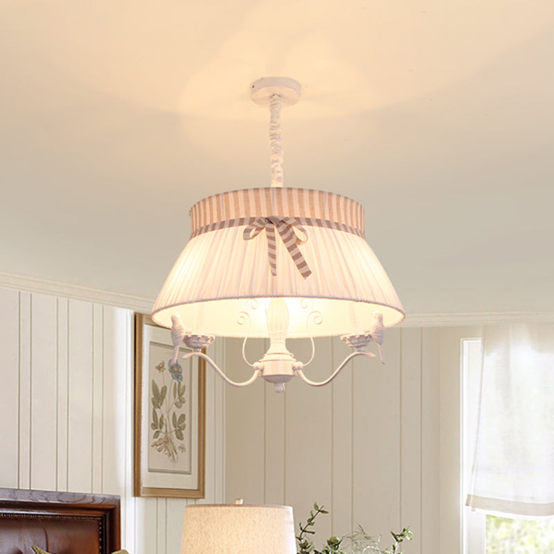 Modern 3 Lights Chandelier Lamp with Fabric Shade White Conical Pendant Light Fixture Clearhalo 'Ceiling Lights' 'Chandeliers' Lighting' options 1651917