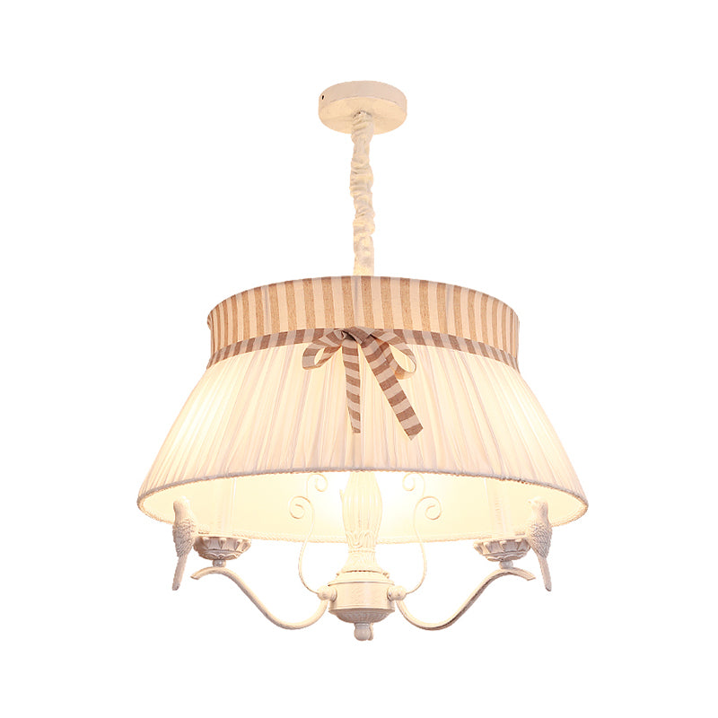 Modern 3 Lights Chandelier Lamp with Fabric Shade White Conical Pendant Light Fixture Clearhalo 'Ceiling Lights' 'Chandeliers' Lighting' options 1651919