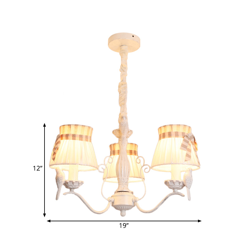 Fabric Cone Hanging Chandelier Nordic 3/5/6 Heads Pendant Ceiling Light in White for Living Room Clearhalo 'Ceiling Lights' 'Chandeliers' Lighting' options 1651924