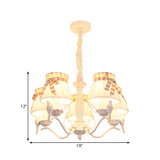 Fabric Cone Hanging Chandelier Nordic 3/5/6 Heads Pendant Ceiling Light in White for Living Room Clearhalo 'Ceiling Lights' 'Chandeliers' Lighting' options 1651929