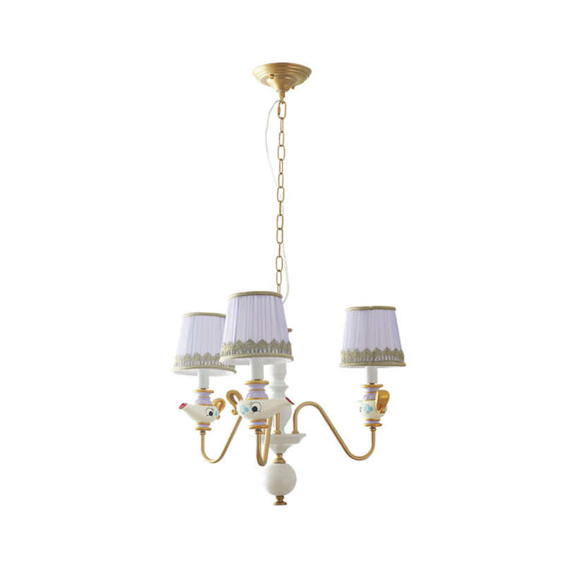 Gold Conical Pendant Lighting Modernism 3/5/6 Lights Fabric Hanging Chandelier with Teapot Decor Clearhalo 'Ceiling Lights' 'Chandeliers' Lighting' options 1651937