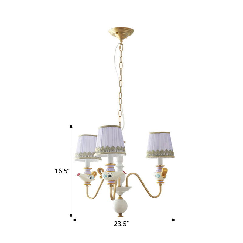 Gold Conical Pendant Lighting Modernism 3/5/6 Lights Fabric Hanging Chandelier with Teapot Decor Clearhalo 'Ceiling Lights' 'Chandeliers' Lighting' options 1651938