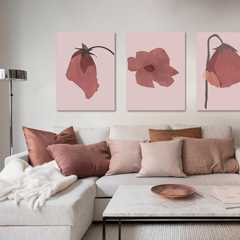 Nordic Blossom Wall Art Canvas Strukturierte rote Gemälde für Wohnzimmer (Optionen mit mehreren Größen)