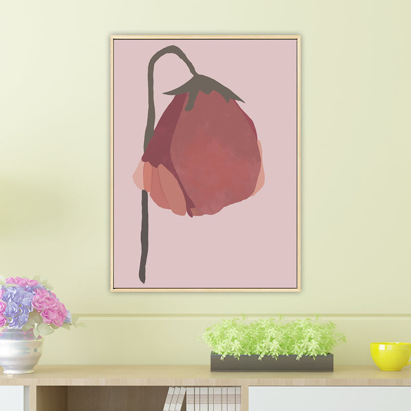 Nordic Blossom Wall Art Canvas Strukturierte rote Gemälde für Wohnzimmer (Optionen mit mehreren Größen)