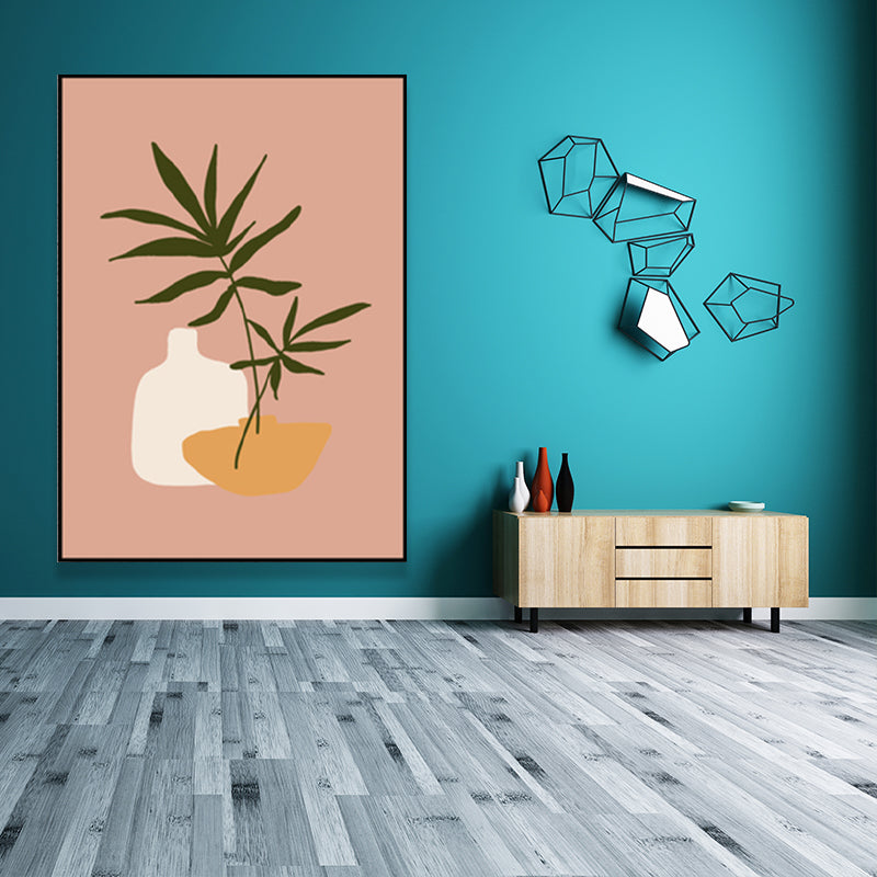 Plant in a Pot Painting Textured Scandinavian Living Room Wall Art Decor, Multiple Sizes - Clearhalo - 'Arts' - 'Canvas Art' - 1652334