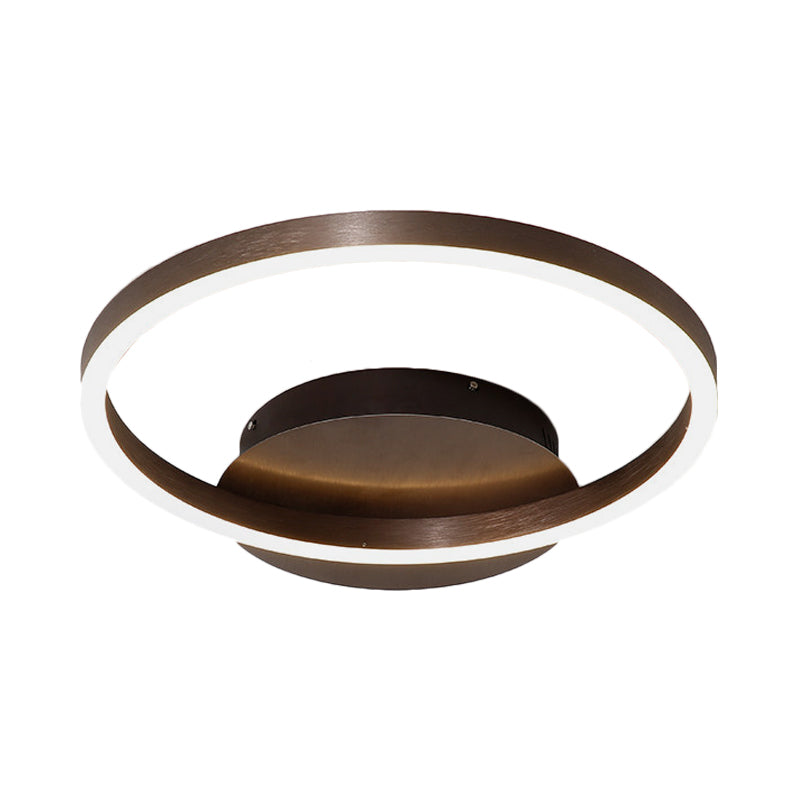 Black/Brown 1/2/3-Ring Semi Flush Light Contemporary LED Acrylic Ceiling Mounted Fixture in Warm/White/Natural Light, 16.5"/19.5"/23.5" Wide Clearhalo 'Ceiling Lights' 'Close To Ceiling Lights' 'Close to ceiling' 'Semi-flushmount' Lighting' 165234