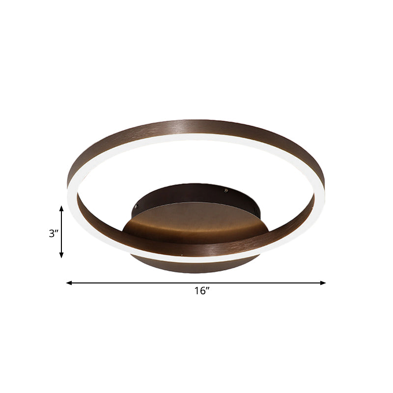 Black/Brown 1/2/3-Ring Semi Flush Light Contemporary LED Acrylic Ceiling Mounted Fixture in Warm/White/Natural Light, 16.5"/19.5"/23.5" Wide Clearhalo 'Ceiling Lights' 'Close To Ceiling Lights' 'Close to ceiling' 'Semi-flushmount' Lighting' 165235