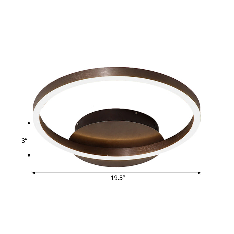 Black/Brown 1/2/3-Ring Semi Flush Light Contemporary LED Acrylic Ceiling Mounted Fixture in Warm/White/Natural Light, 16.5"/19.5"/23.5" Wide Clearhalo 'Ceiling Lights' 'Close To Ceiling Lights' 'Close to ceiling' 'Semi-flushmount' Lighting' 165236