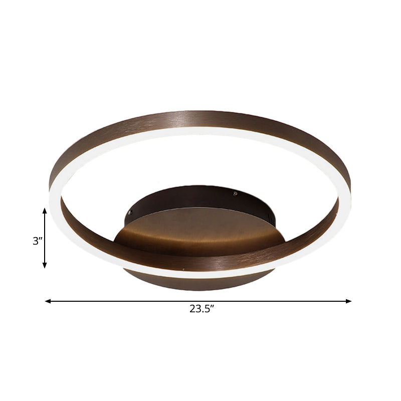 Black/Brown 1/2/3-Ring Semi Flush Light Contemporary LED Acrylic Ceiling Mounted Fixture in Warm/White/Natural Light, 16.5"/19.5"/23.5" Wide Clearhalo 'Ceiling Lights' 'Close To Ceiling Lights' 'Close to ceiling' 'Semi-flushmount' Lighting' 165237