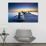 Sea Bridge Canvas Print Tropical Beautiful Seascape Wall Art in Pastel Color Clearhalo 'Art Gallery' 'Canvas Art' 'Contemporary Art Gallery' 'Modern' Arts' 1652661