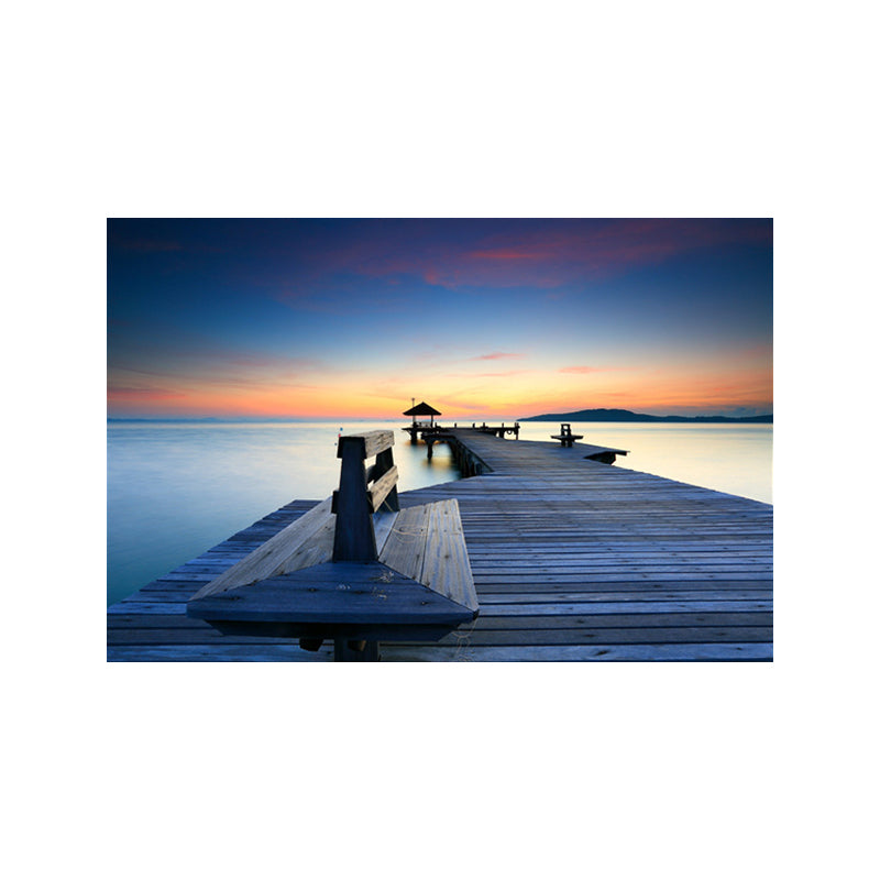 Sea Bridge Canvas Print Tropical Beautiful Seascape Wall Art in Pastel Color Clearhalo 'Art Gallery' 'Canvas Art' 'Contemporary Art Gallery' 'Modern' Arts' 1652663