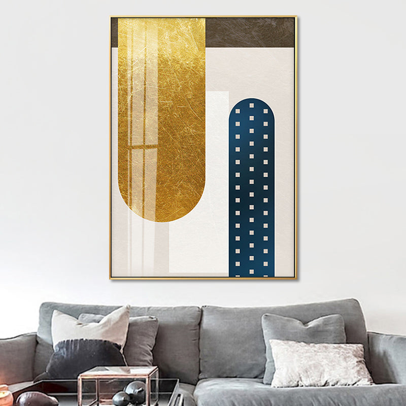 Geometrie canvas print voor woonkamer abstracte muurkunst in donkere kleur, getextureerd