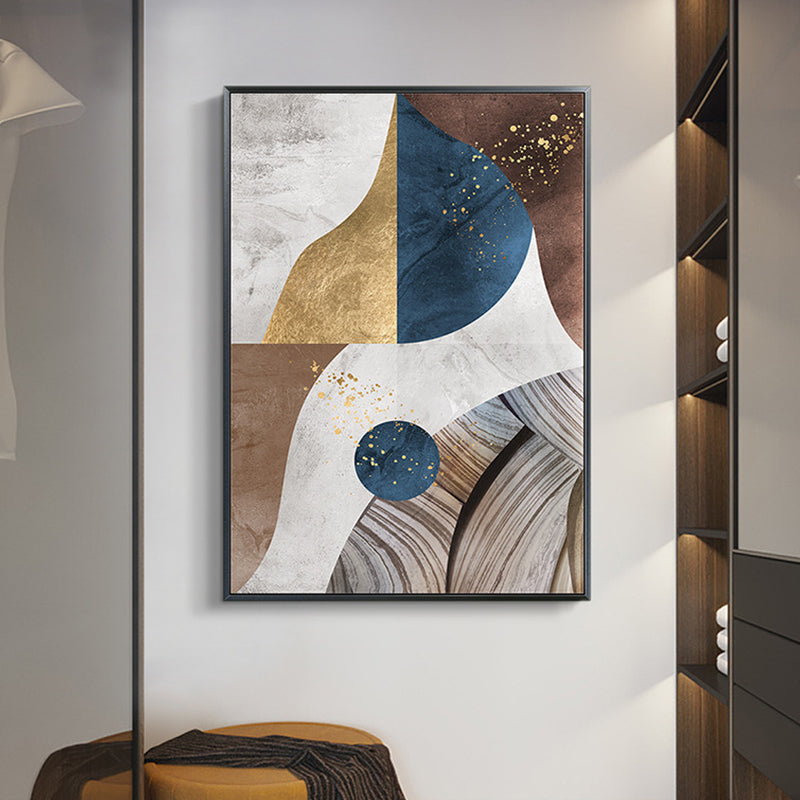 Geometry Canvas Print for Living Room Abstract Wall Art in Dark Color, Textured