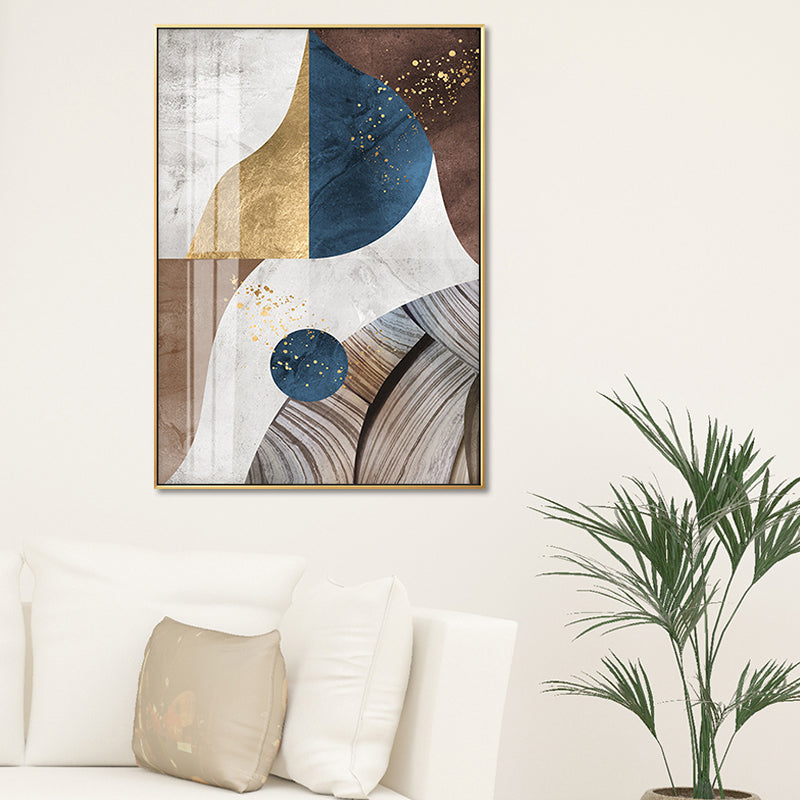 Geometry Canvas Print for Living Room Abstract Wall Art in Dark Color, Textured