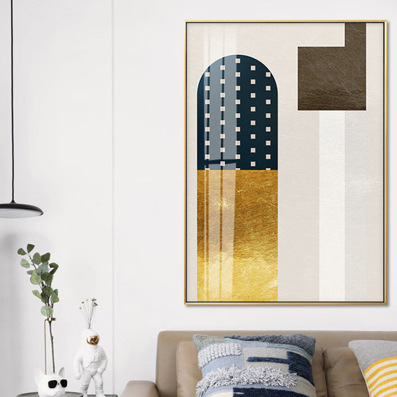 Geometrie canvas print voor woonkamer abstracte muurkunst in donkere kleur, getextureerd