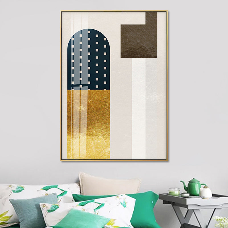 Geometrie canvas print voor woonkamer abstracte muurkunst in donkere kleur, getextureerd