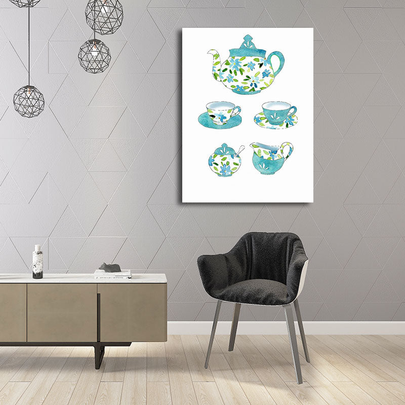 Blue Utensils Canvas Art Kitchenware Nordic Textured Wall Decoration for Dining Room - Blue - Design 2 - Clearhalo - 'Arts' - 'Canvas Art' - 1652777