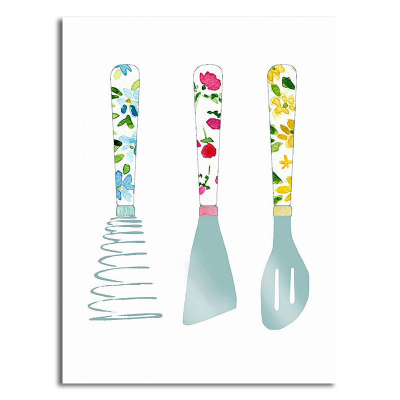 Blue Utensils Canvas Art Kitchenware Nordic Textured Wall Decoration for Dining Room - Clearhalo - 'Arts' - 'Canvas Art' - 1652784