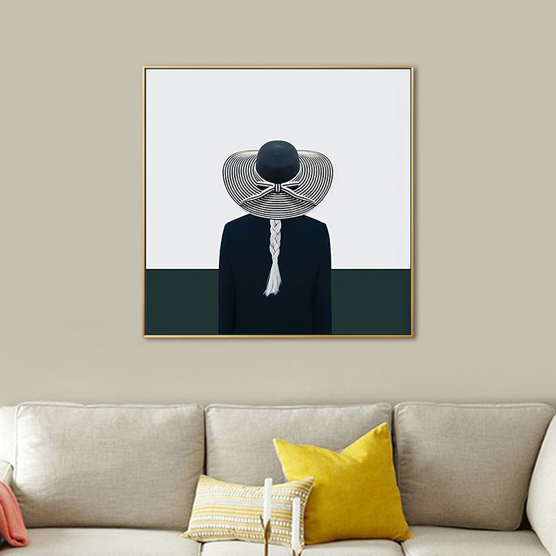 Grey Fashion Lady Square Canvas Wall Art Print for Guest Room, Multiple Size Options Clearhalo 'Art Gallery' 'Canvas Art' 'Contemporary Art Gallery' 'Modern' Arts' 1652891