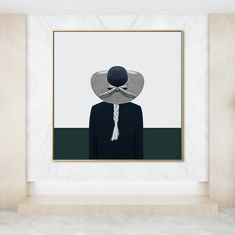 Grey Fashion Lady Square Canvas Wall Art Print for Guest Room, Multiple Size Options Clearhalo 'Art Gallery' 'Canvas Art' 'Contemporary Art Gallery' 'Modern' Arts' 1652892