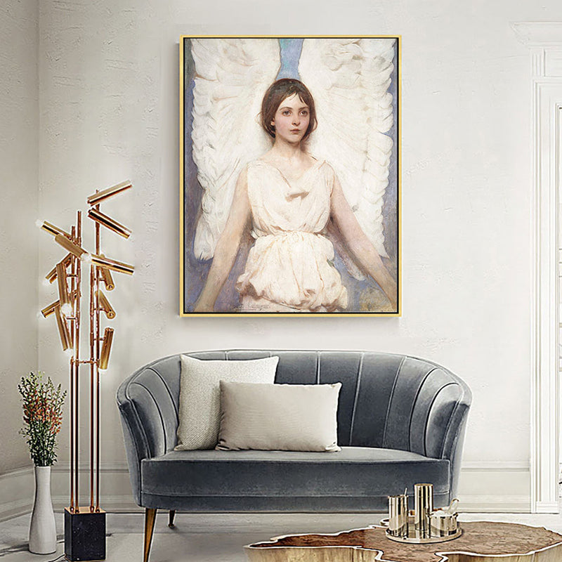 World Culture Winged Maiden canvas Speelkamer Wall Art Print in witte, meerdere maten