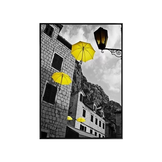 Grey Umbrella and Building Canvas Modernist Decorative Wall Art Print for Parlor Clearhalo 'Art Gallery' 'Canvas Art' 'Contemporary Art Gallery' 'Modern' Arts' 1652955