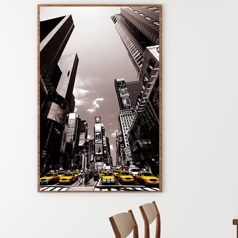 City Street View Skyscrapers Art Print Modernism Canvas Wall Decoration in Black Black Clearhalo 'Art Gallery' 'Canvas Art' 'Contemporary Art Gallery' 'Modern' Arts' 1652988