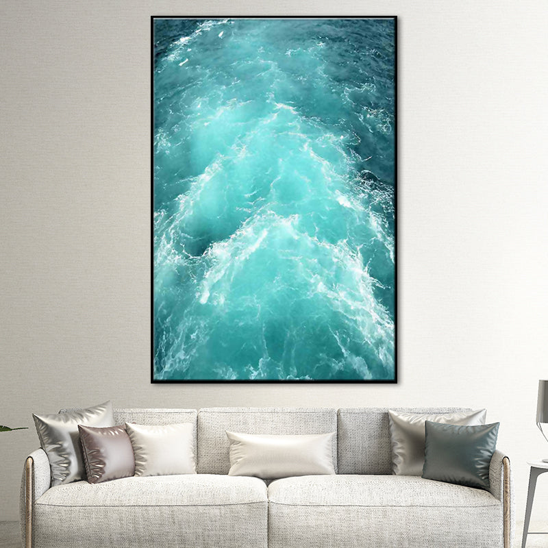 Ocean Waves Print Wall Art Modern Enchanting Seascape Canvas in Light Color  for Room