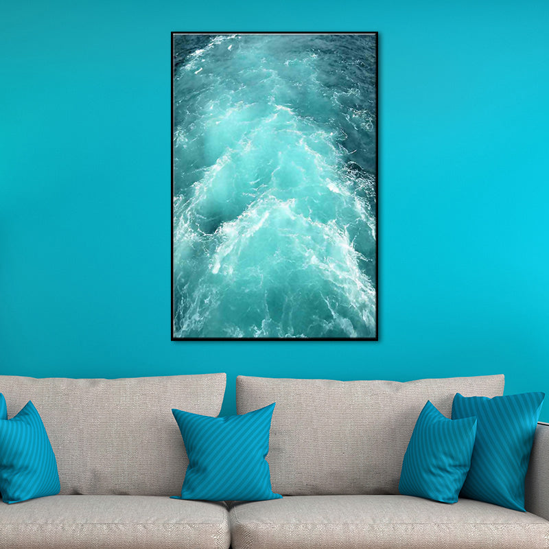 Ocean Waves Print Wall Art Modern Enchanting Seascape Canvas in Light Color  for Room