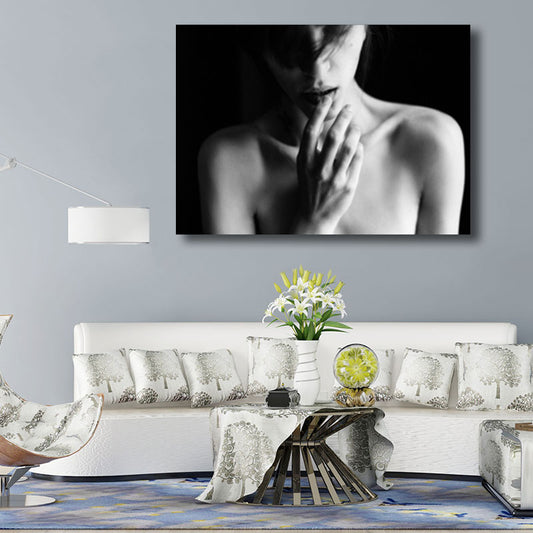 Modernist Naked Lady Paintings for Sleeping Room Canvas Wall Art in Grey, Multiple Sizes Grey Clearhalo 'Art Gallery' 'Canvas Art' 'Contemporary Art Gallery' 'Modern' Arts' 1653101