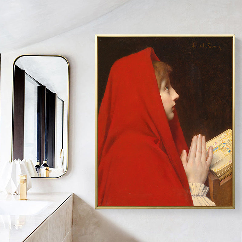 Girl in Red Robe Painting Global Inspirato testurite da letto testurizzate decorazioni artistiche, giallo