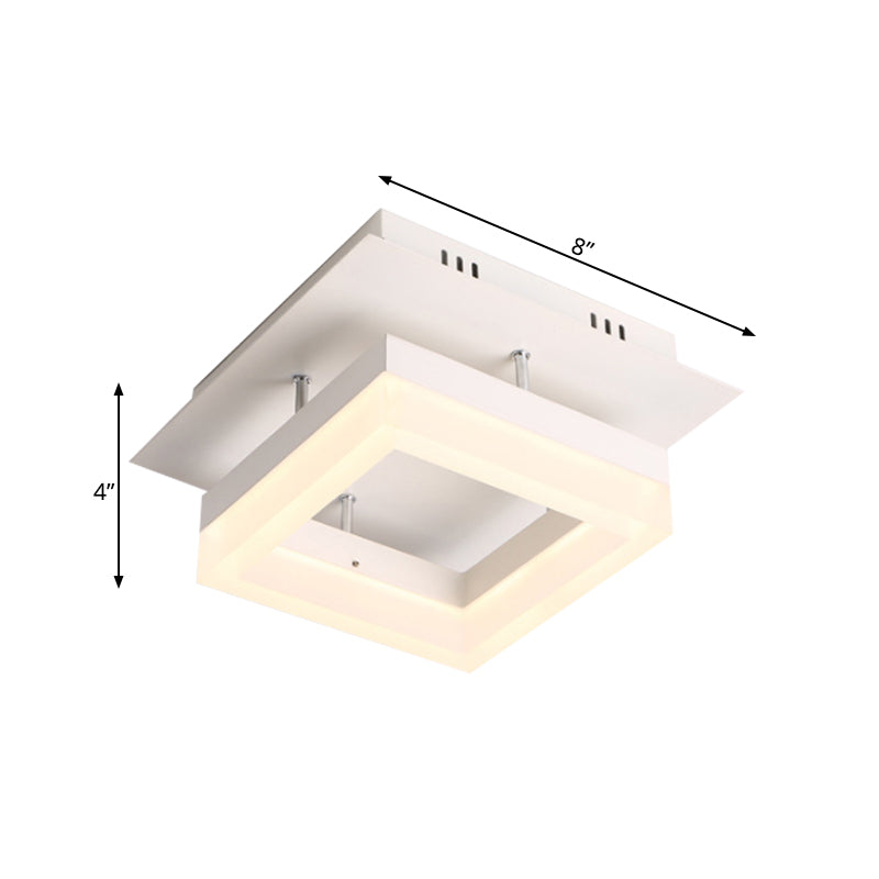 Acrylic Round/Square Ceiling Semi Flush Mount Light Modern LED Lighting Fixture in Warm/White Light for Corridor Clearhalo 'Ceiling Lights' 'Close To Ceiling Lights' 'Close to ceiling' 'Semi-flushmount' Lighting' 165327