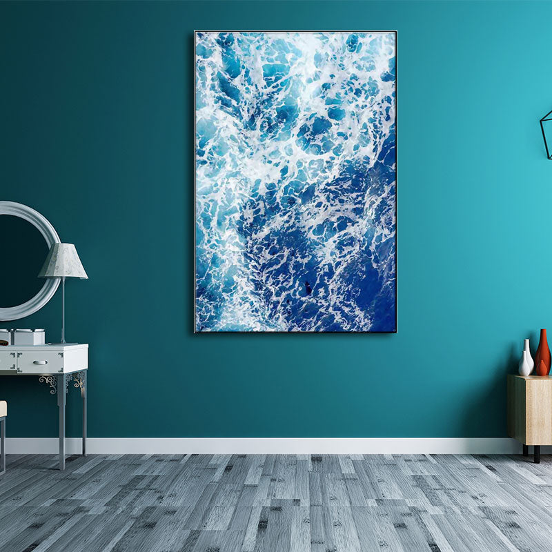 Blue Ocean Spindrift Canvas Art Seascape Modernist Textured Wall Decoration for Home Blue Design 1 Clearhalo 'Art Gallery' 'Canvas Art' 'Contemporary Art Gallery' 'Modern' Arts' 1653371
