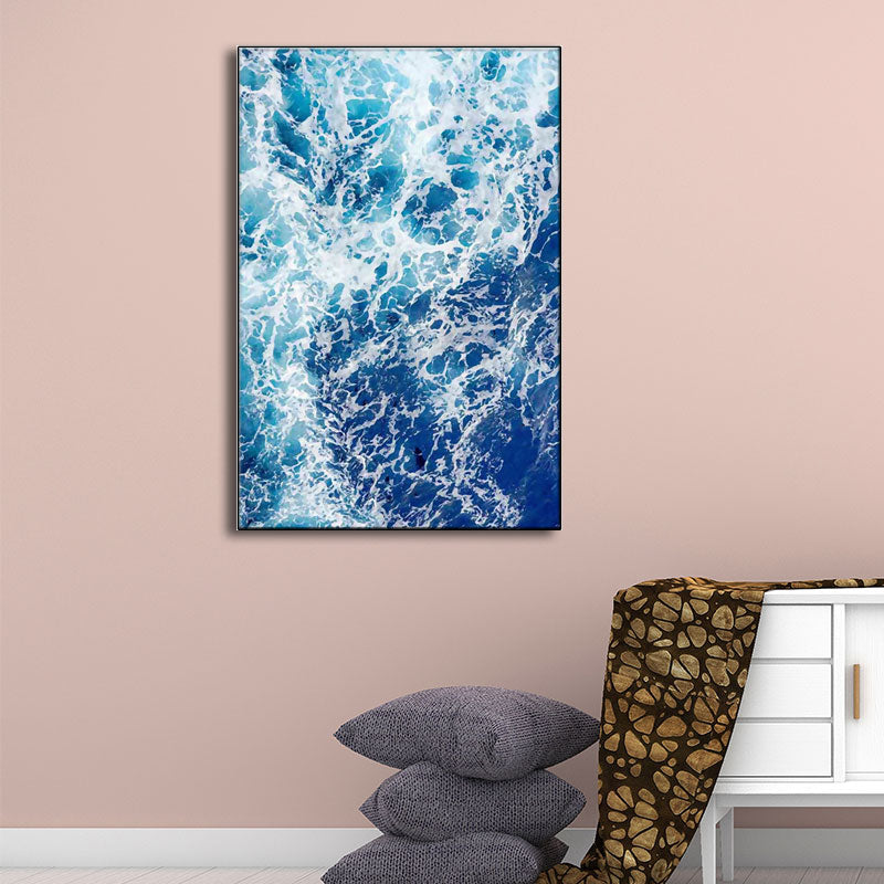 Blue Ocean Spindrift Canvas Art Seascape Modernist Textured Wall Decoration for Home Clearhalo 'Art Gallery' 'Canvas Art' 'Contemporary Art Gallery' 'Modern' Arts' 1653372