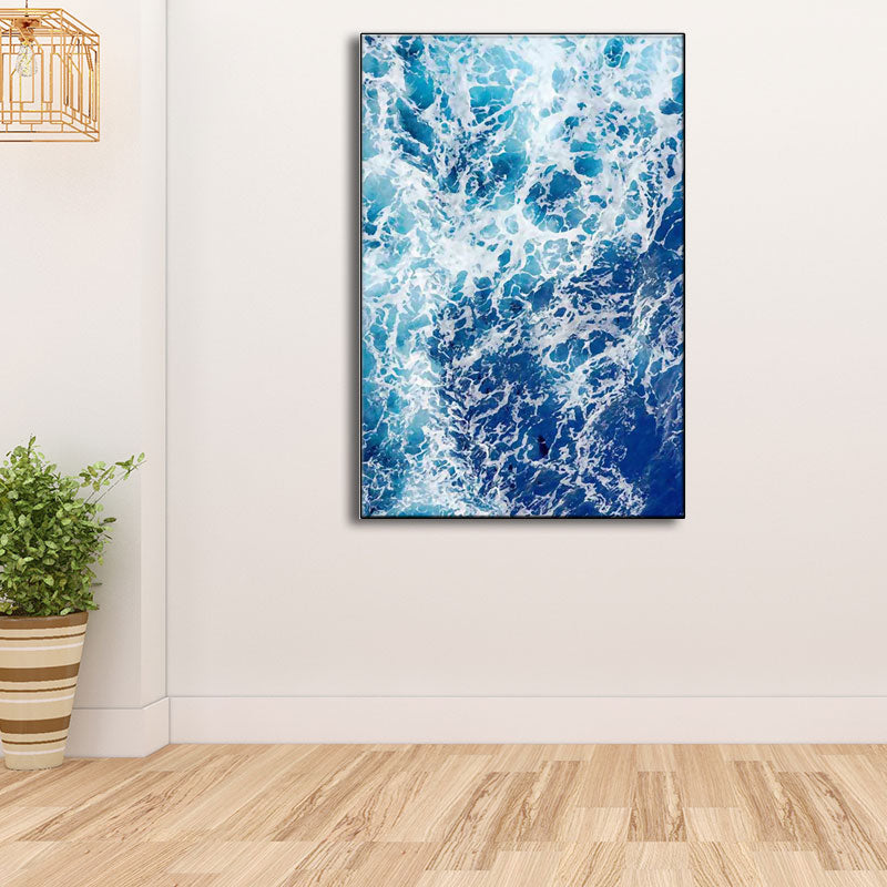 Blue Ocean Spindrift Canvas Art Seascape Modernist Textured Wall Decoration for Home Clearhalo 'Art Gallery' 'Canvas Art' 'Contemporary Art Gallery' 'Modern' Arts' 1653373