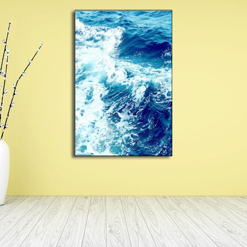 Blue Ocean Spindrift Canvas Art Seascape Modernist Textured Wall Decoration for Home Blue Design 2 Clearhalo 'Art Gallery' 'Canvas Art' 'Contemporary Art Gallery' 'Modern' Arts' 1653378