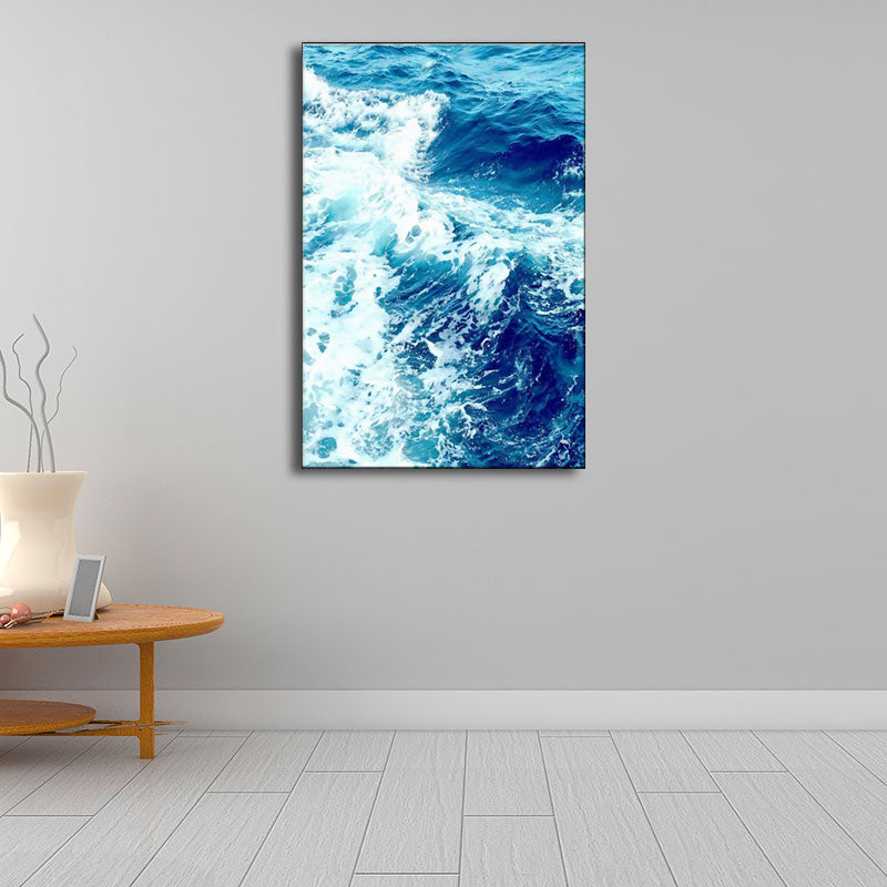 Blue Ocean Spindrift Canvas Art Seascape Modernist Textured Wall Decoration for Home Clearhalo 'Art Gallery' 'Canvas Art' 'Contemporary Art Gallery' 'Modern' Arts' 1653380